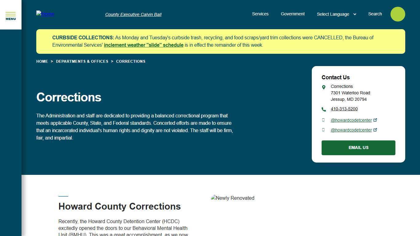 Corrections Howard County